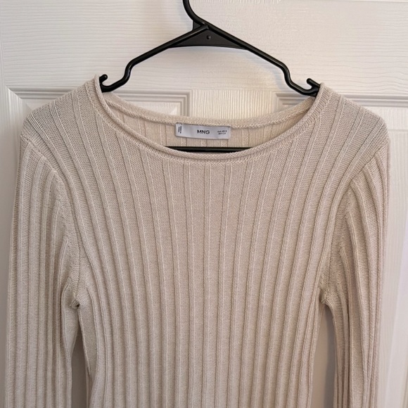 Mango Beige Ribbed Long Sleeve Top - Picture 3 of 4